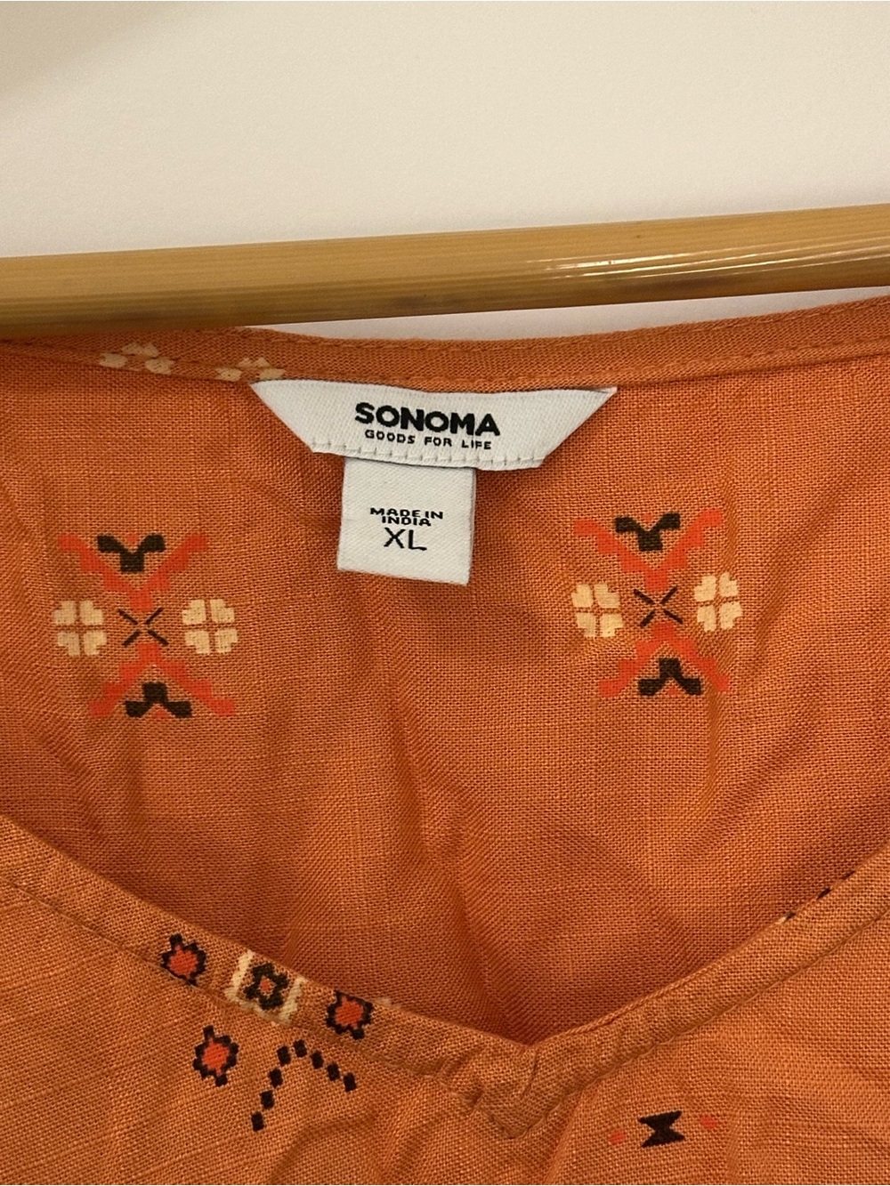 Burnt Orange Tie-Waist Midi Dress with Short Sleeves - Picture 4 of 7